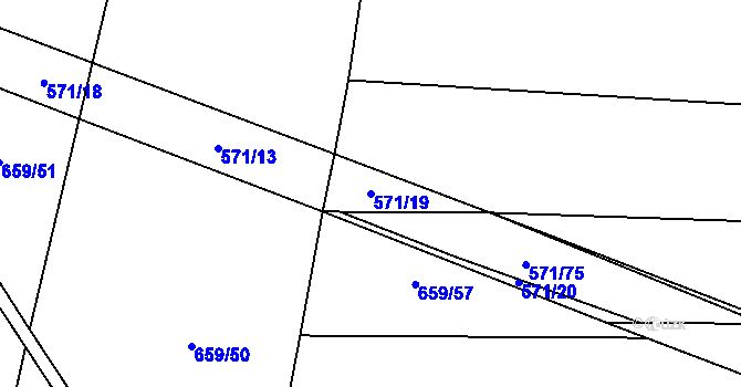 Parcela st. 571/19 v KÚ Vrbová Lhota, Katastrální mapa