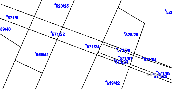 Parcela st. 571/24 v KÚ Vrbová Lhota, Katastrální mapa