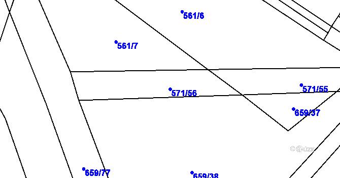 Parcela st. 571/56 v KÚ Vrbová Lhota, Katastrální mapa