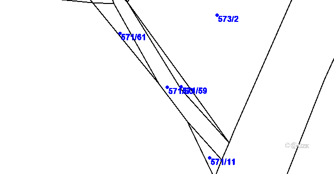Parcela st. 571/60 v KÚ Vrbová Lhota, Katastrální mapa