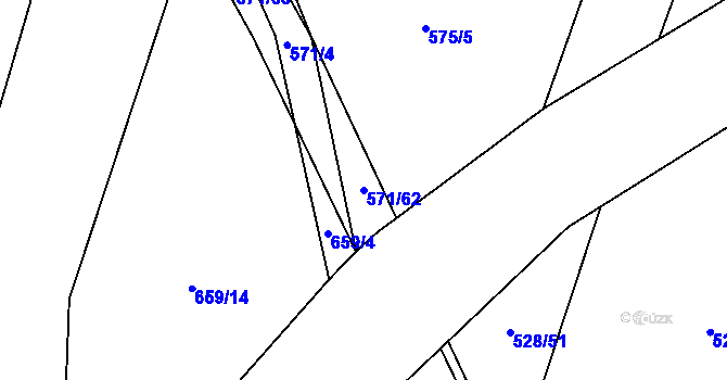 Parcela st. 571/62 v KÚ Vrbová Lhota, Katastrální mapa