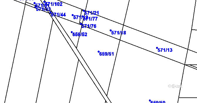 Parcela st. 659/51 v KÚ Vrbová Lhota, Katastrální mapa