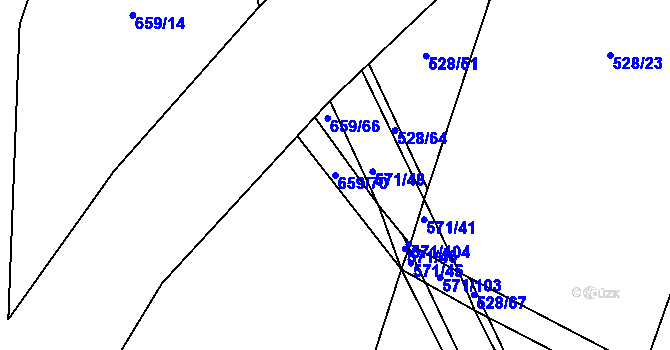 Parcela st. 659/70 v KÚ Vrbová Lhota, Katastrální mapa