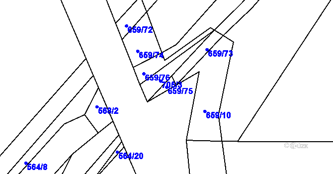 Parcela st. 659/75 v KÚ Vrbová Lhota, Katastrální mapa