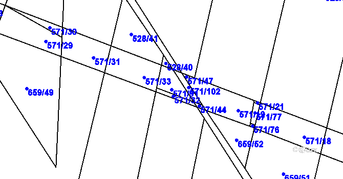 Parcela st. 571/91 v KÚ Vrbová Lhota, Katastrální mapa