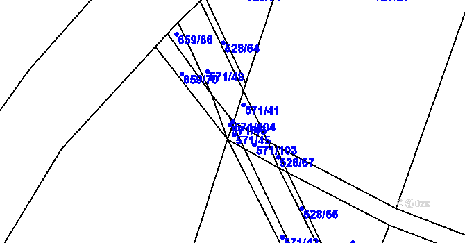 Parcela st. 571/104 v KÚ Vrbová Lhota, Katastrální mapa