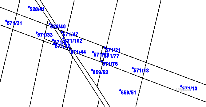 Parcela st. 571/77 v KÚ Vrbová Lhota, Katastrální mapa