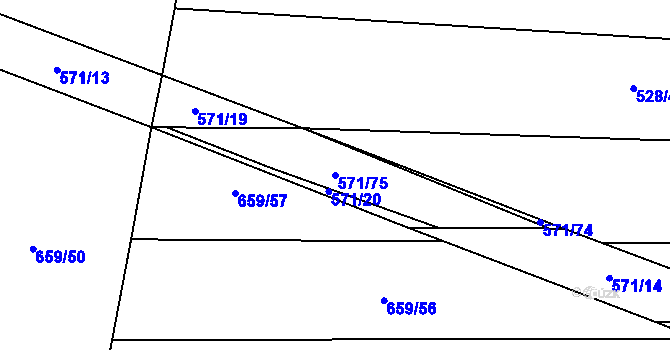 Parcela st. 571/75 v KÚ Vrbová Lhota, Katastrální mapa