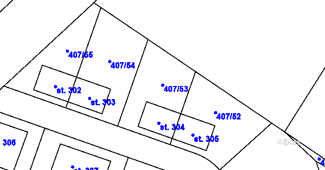 Parcela st. 407/53 v KÚ Vrbová Lhota, Katastrální mapa