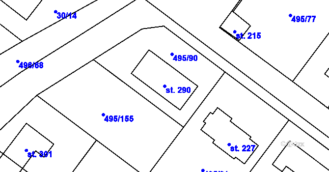 Parcela st. 290 v KÚ Vrbová Lhota, Katastrální mapa