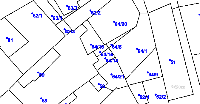 Parcela st. 64/15 v KÚ Vrbovec, Katastrální mapa
