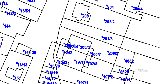 Parcela st. 200/9 v KÚ Vrbovec, Katastrální mapa