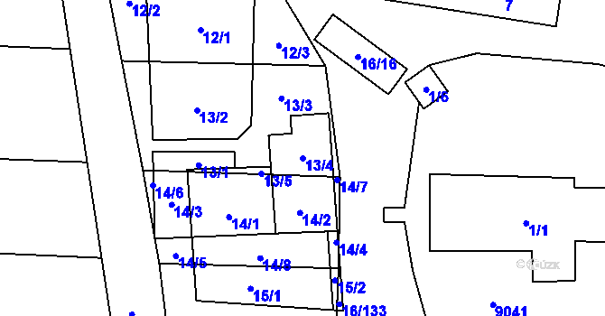 Parcela st. 13/4 v KÚ Vrbovec, Katastrální mapa