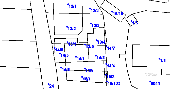Parcela st. 13/5 v KÚ Vrbovec, Katastrální mapa