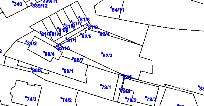 Parcela st. 82/3 v KÚ Vrbovec, Katastrální mapa