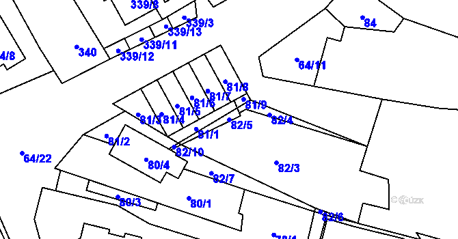 Parcela st. 82/5 v KÚ Vrbovec, Katastrální mapa