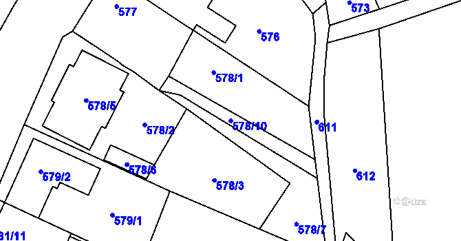 Parcela st. 578/10 v KÚ Vrbovec, Katastrální mapa