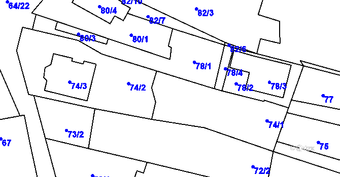 Parcela st. 74/4 v KÚ Vrbovec, Katastrální mapa