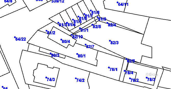 Parcela st. 82/7 v KÚ Vrbovec, Katastrální mapa