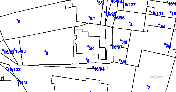 Parcela st. 5/4 v KÚ Vrbovec, Katastrální mapa