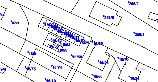 Parcela st. 16/29 v KÚ Vrbovec, Katastrální mapa