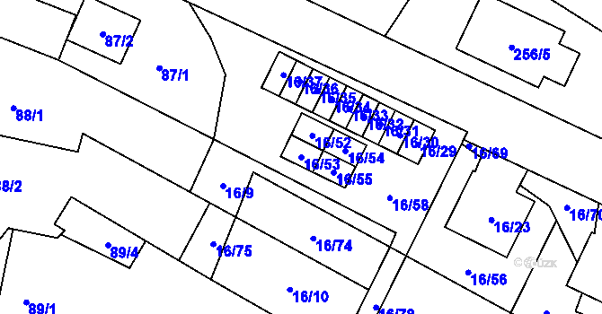 Parcela st. 16/53 v KÚ Vrbovec, Katastrální mapa