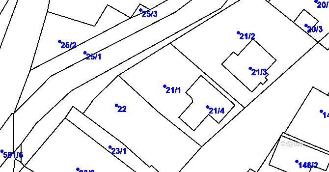 Parcela st. 21/1 v KÚ Vrbovec, Katastrální mapa
