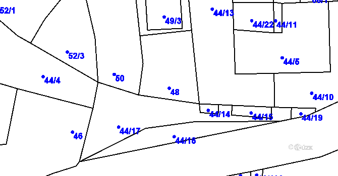 Parcela st. 48 v KÚ Vrbovec, Katastrální mapa