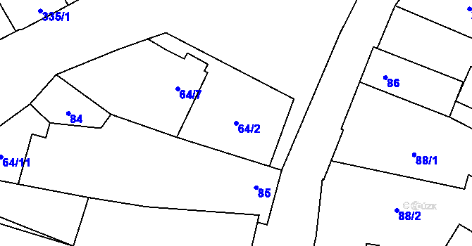 Parcela st. 64/2 v KÚ Vrbovec, Katastrální mapa