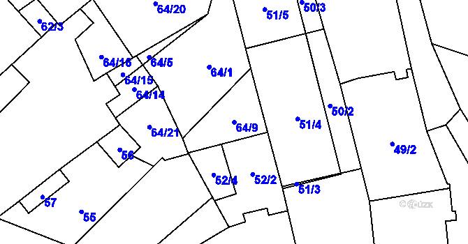 Parcela st. 64/9 v KÚ Vrbovec, Katastrální mapa