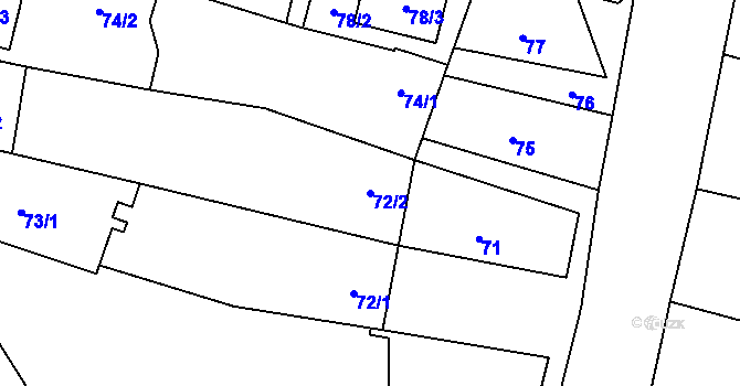 Parcela st. 72/2 v KÚ Vrbovec, Katastrální mapa