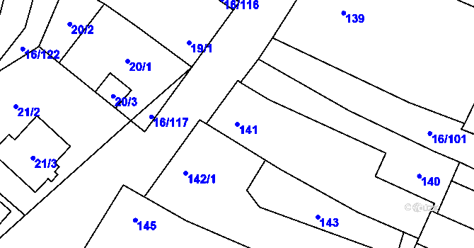 Parcela st. 141 v KÚ Vrbovec, Katastrální mapa