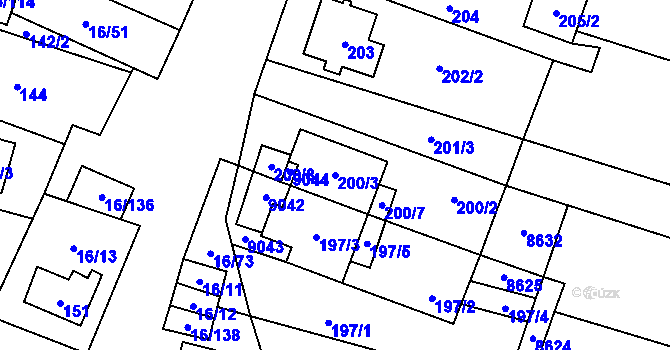 Parcela st. 200/3 v KÚ Vrbovec, Katastrální mapa