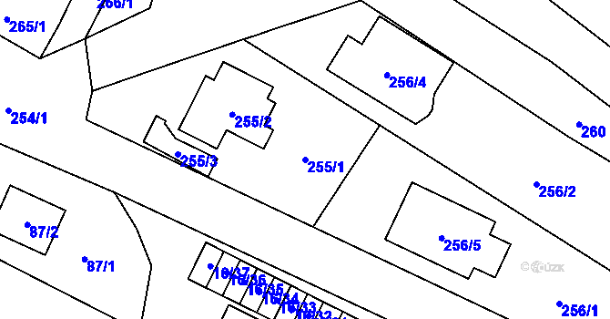 Parcela st. 255/1 v KÚ Vrbovec, Katastrální mapa