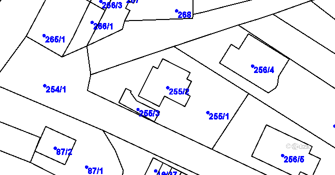 Parcela st. 255/2 v KÚ Vrbovec, Katastrální mapa