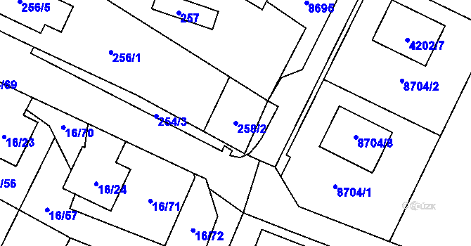 Parcela st. 258/2 v KÚ Vrbovec, Katastrální mapa