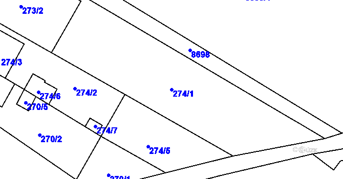 Parcela st. 274/1 v KÚ Vrbovec, Katastrální mapa