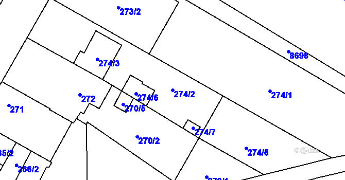 Parcela st. 274/2 v KÚ Vrbovec, Katastrální mapa