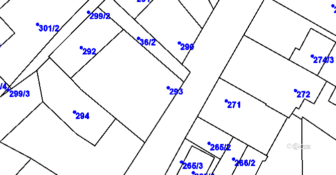 Parcela st. 293 v KÚ Vrbovec, Katastrální mapa