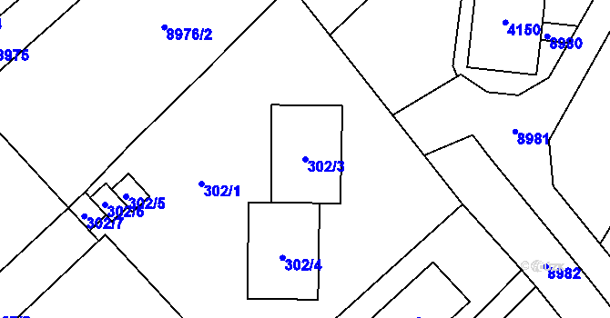 Parcela st. 302/3 v KÚ Vrbovec, Katastrální mapa
