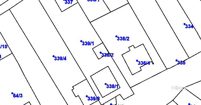 Parcela st. 338/2 v KÚ Vrbovec, Katastrální mapa