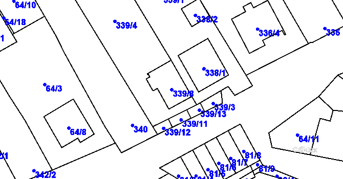 Parcela st. 339/8 v KÚ Vrbovec, Katastrální mapa