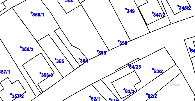 Parcela st. 353 v KÚ Vrbovec, Katastrální mapa