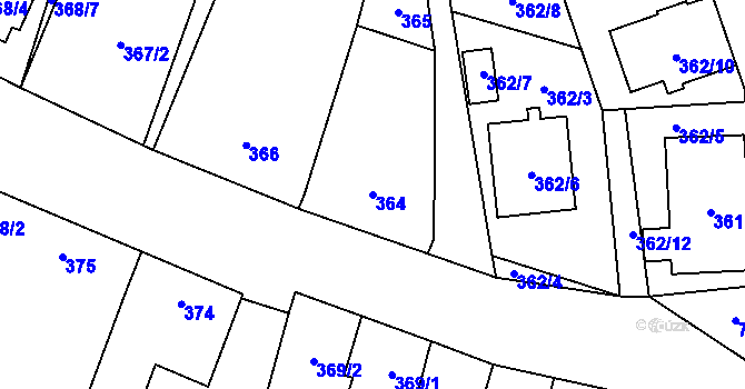 Parcela st. 364 v KÚ Vrbovec, Katastrální mapa