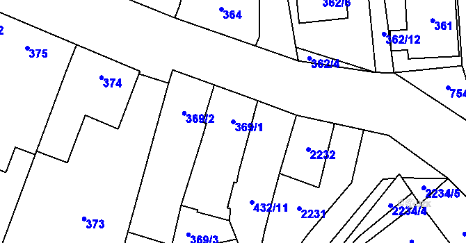Parcela st. 369/1 v KÚ Vrbovec, Katastrální mapa