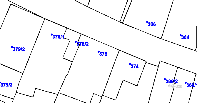 Parcela st. 375 v KÚ Vrbovec, Katastrální mapa