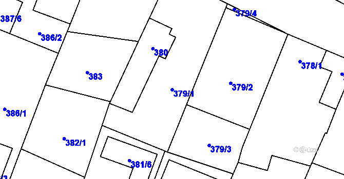 Parcela st. 379/1 v KÚ Vrbovec, Katastrální mapa