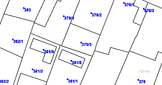 Parcela st. 379/3 v KÚ Vrbovec, Katastrální mapa