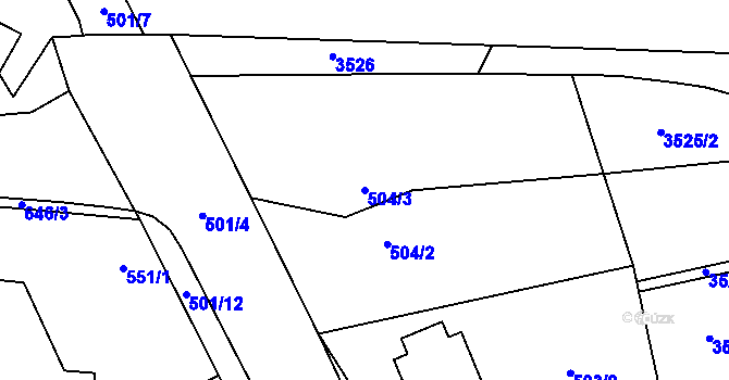Parcela st. 504/3 v KÚ Vrbovec, Katastrální mapa