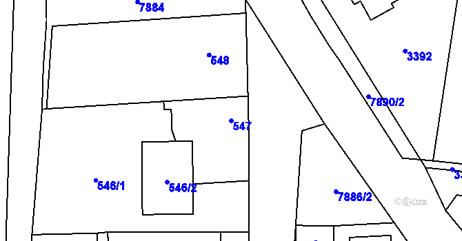 Parcela st. 547 v KÚ Vrbovec, Katastrální mapa